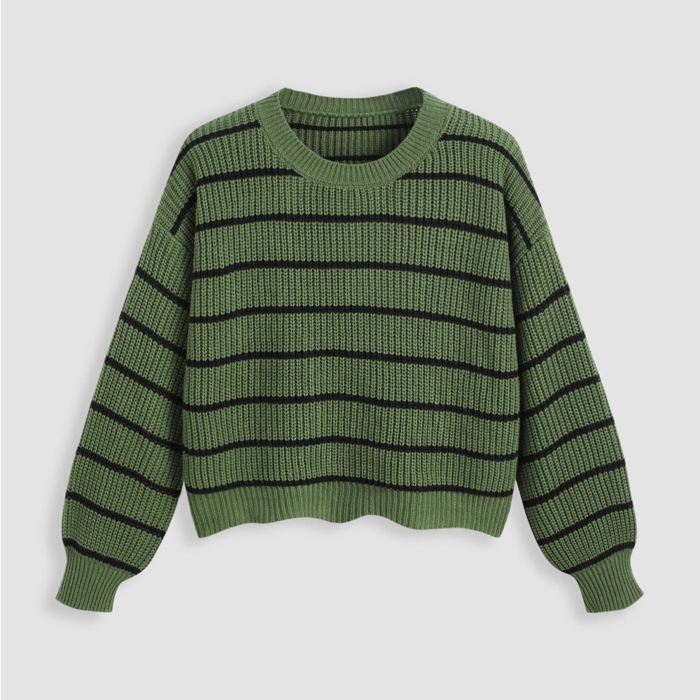 Green Striped Women's Sweater